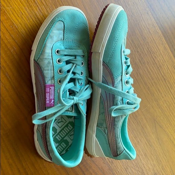 Vintage Puma TT Super. Size 7. Turquoise/Pink/Silver - Picture 3 of 11